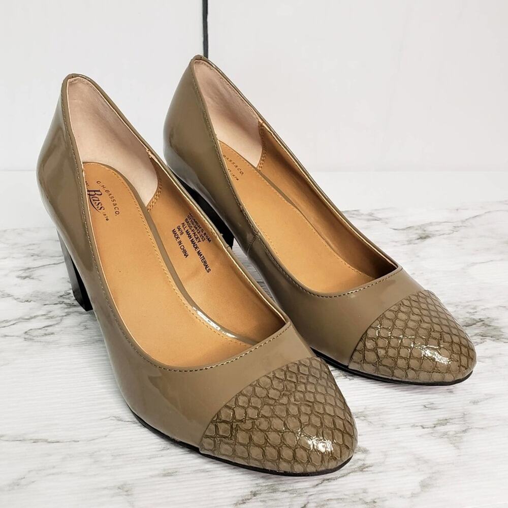 Bass Pacey Faux Snakeskin Patent Leather Pumps Heels 8.5